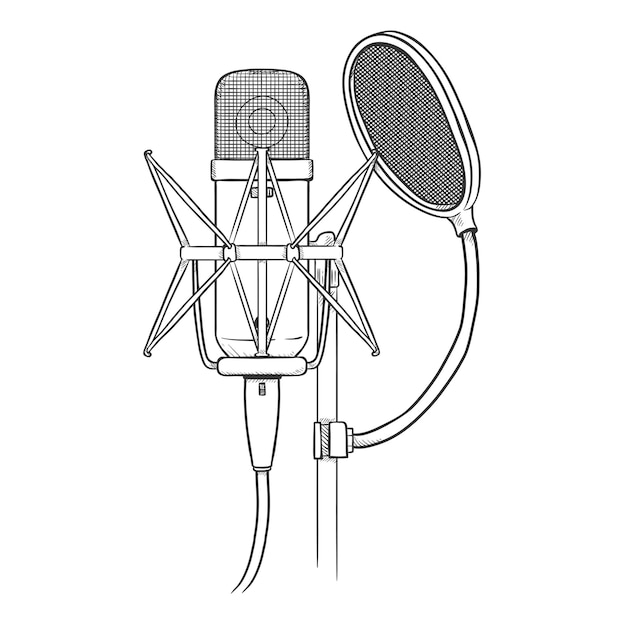 Vector sketch micropohne para gravação em estúdio de música