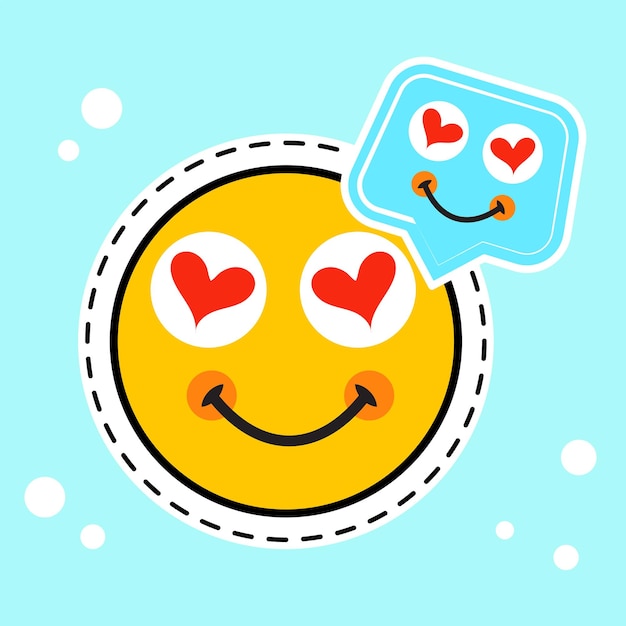 Vector sorrindo emoji amoroso para chat de amor de mídia social