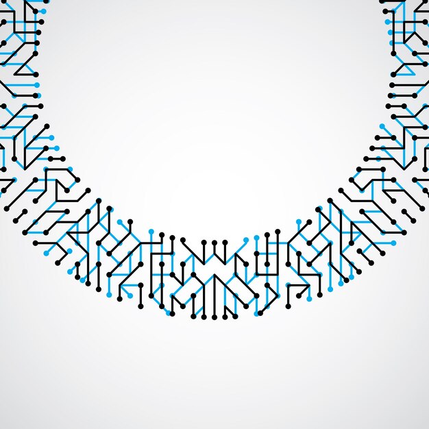 Vector tecnologia digital de fundo azul com elementos de placa de circuito, textura de esquema de computador. Componente de dispositivo, ilustração abstrata de microprocessador.