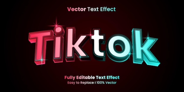 Vector tiktok glitch efeito de texto 3D