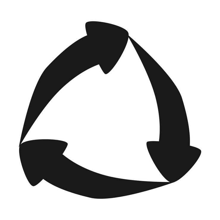Vetor vector três setas redondas ícone reciclar sinal preto