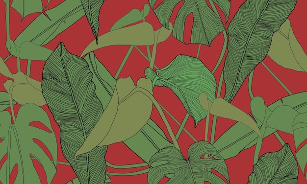 Vector tropical seamless pattern plantas exóticas