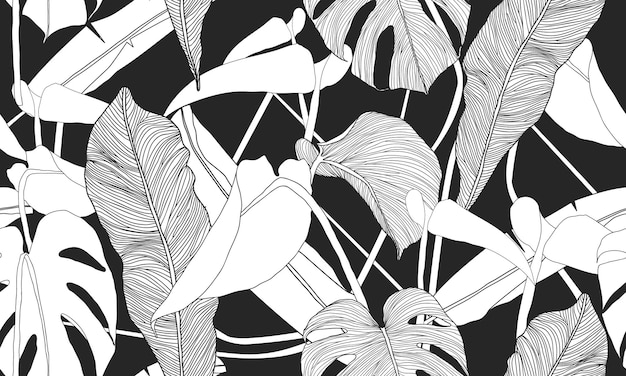 Vector tropical seamless pattern plantas exóticas