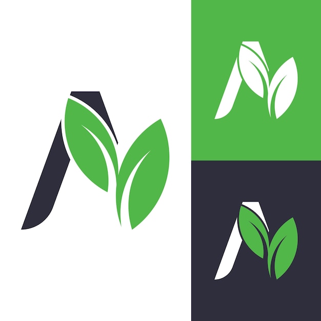 Vector Uma letra inicial Eco e Tree Plantation logotipo estilo criativo minimalista
