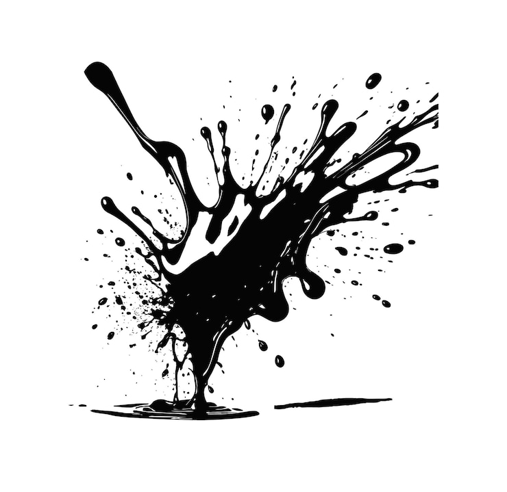 Vetor vector uma mancha de tinta preta com uma mancha e manchas