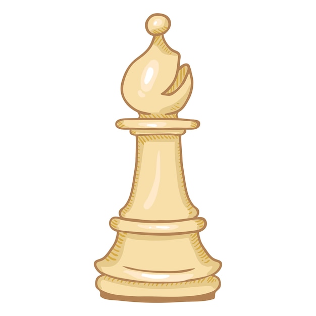 Vector único desenho ilustração figura de xadrez bispo branco