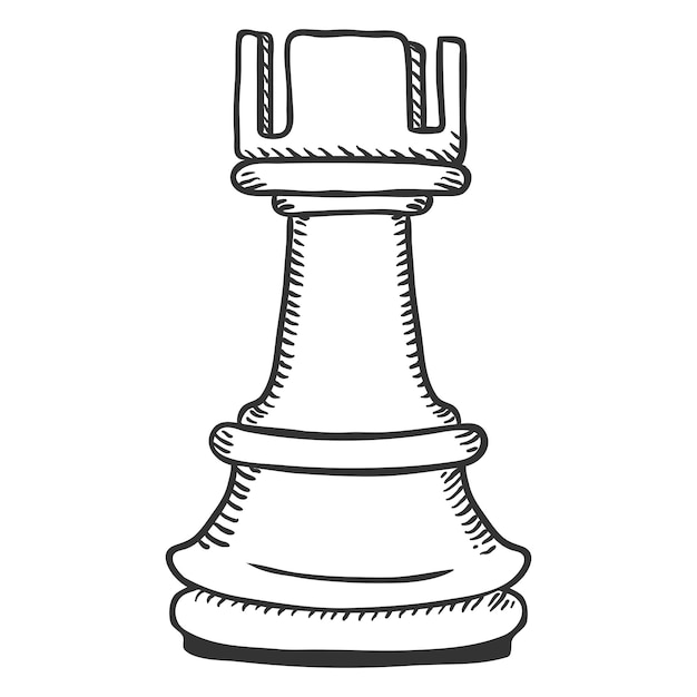 Vector único esboço ilustração xadrez torre figura