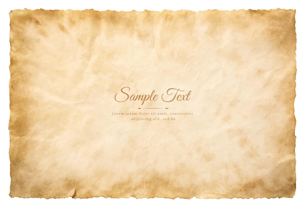 Vector velha folha de papel de pergaminho vintage envelhecido ou textura isolada em fundo branco