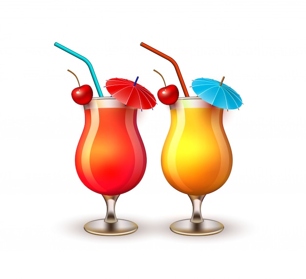 Vector verão férias realista copo de cocktail