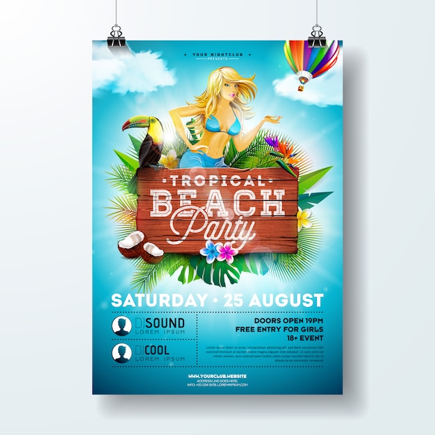 Vector verão praia festa flyer design