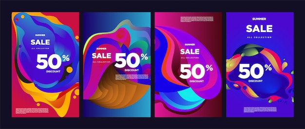 Vector verão venda 50% desconto fluido colorido banner