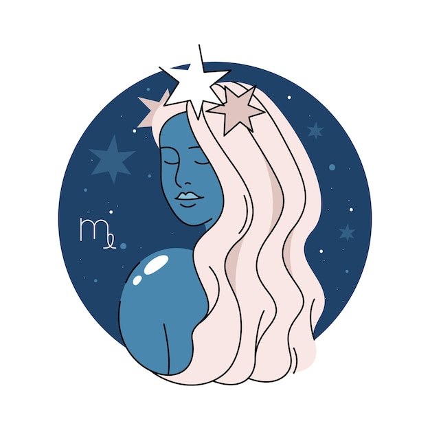 Vector Virgo horóscopo espaço zodíaco ícone espaço adesivo astronomia e astrologia signo de tarot