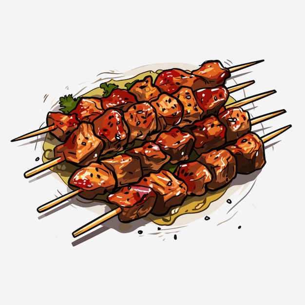 Vetor vector yakitori em fundo branco