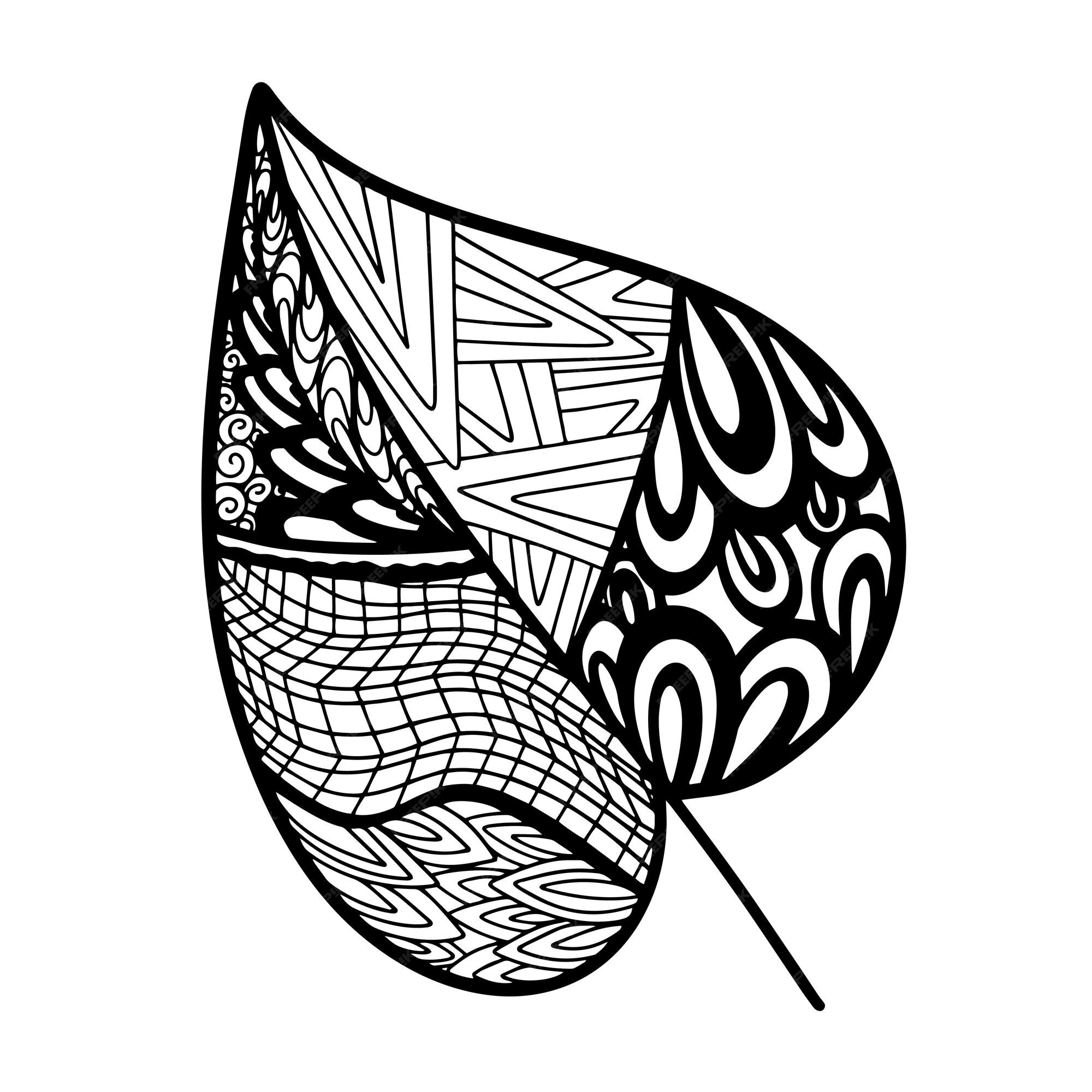 Palm Desenhado À Mão Humana Zentangle Preto Adulto Livro De