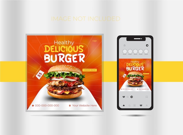 Vectoras Modernas Mídia Social Post Design De Alimentos