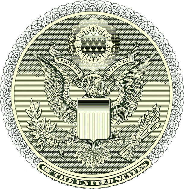 Vetor vectorized eagle seal de uma nota de um dólar