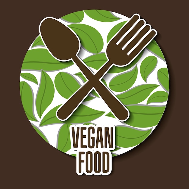 Vetor vegan, ícone, desenho