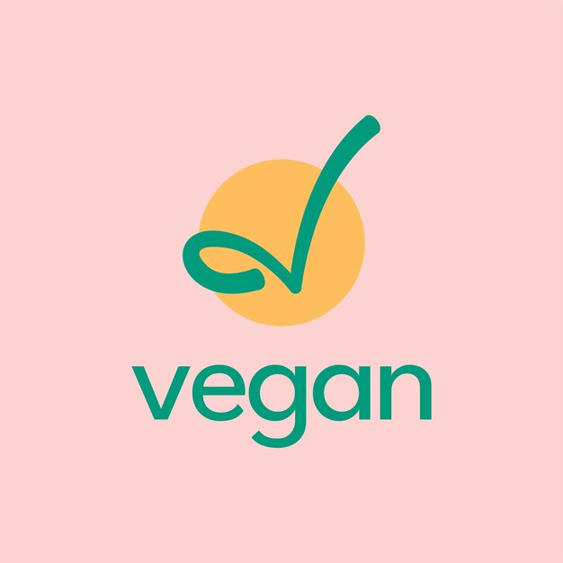 vegan verde e ícone de vetor de produtos orgânicos em fundo rosa