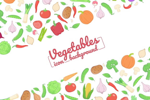 Vegetais ícones planos cartões de ilustração cartazes bandeiras fundo diagonal