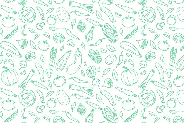 Vegetais padrão de rabiscos Ilustração para fundos cartões cartazes bandeiras ícones vetoriais