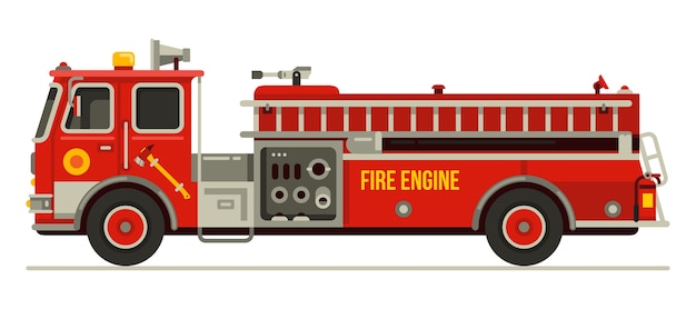 Veículo de emergência de caminhão de bombeiros em estilo moderno simples