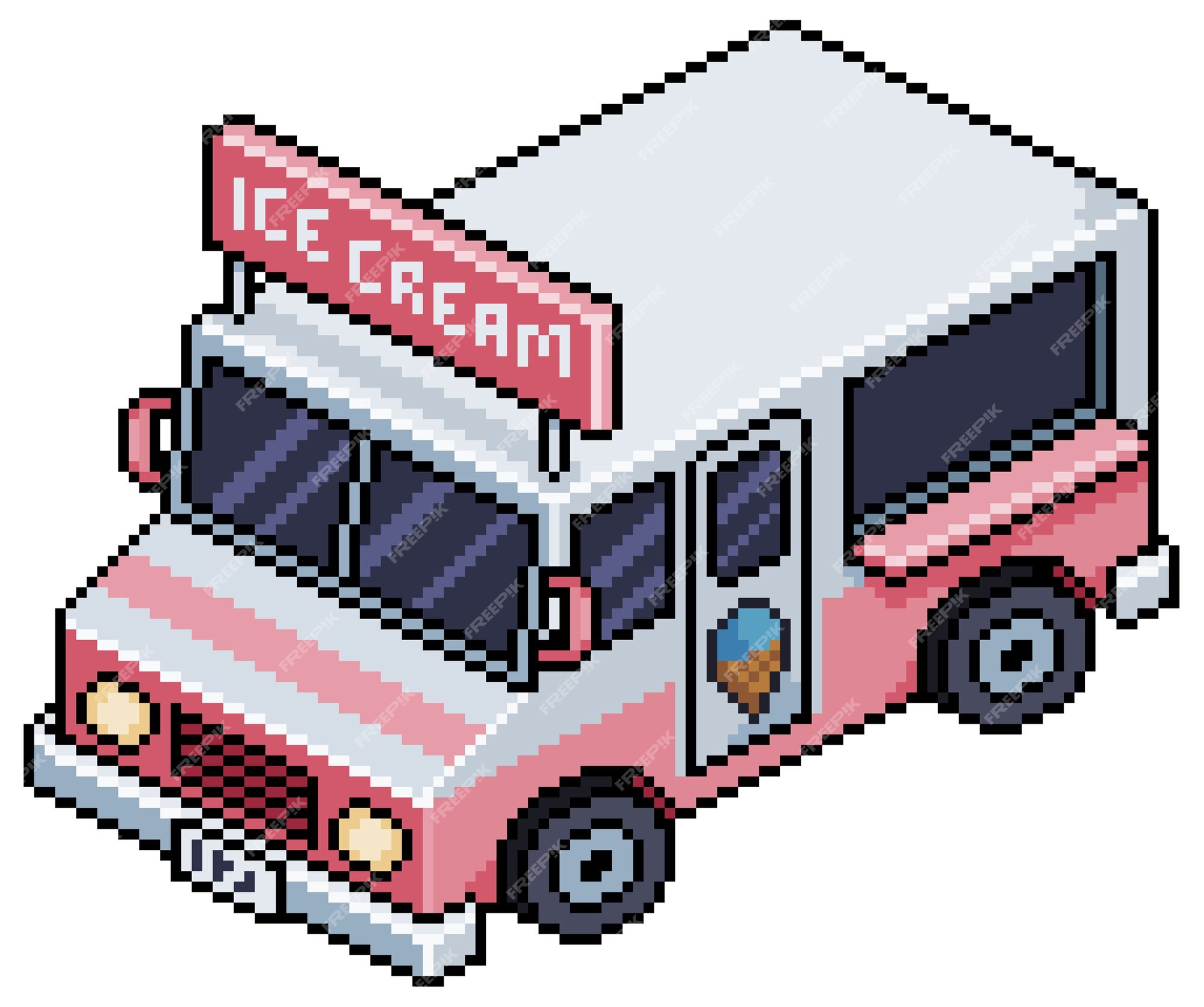 Item de jogo de sorvete de pixel art em fundo branco