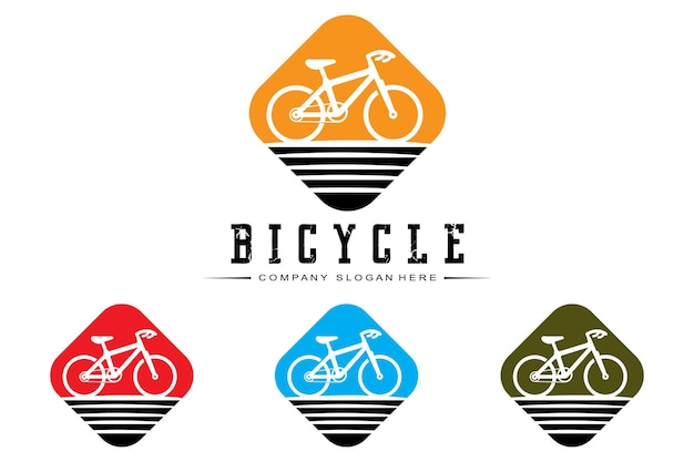 Veículo de vetor de ícone de logotipo de bicicleta para modelo retrô em declive casual de corrida esportiva