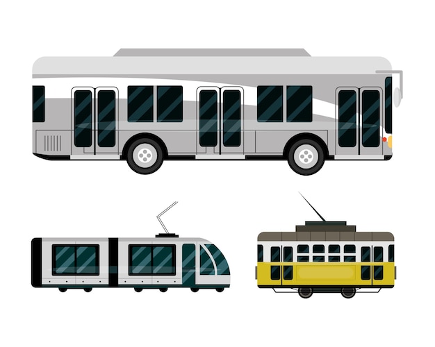 Veículos de ônibus, metrô e bonde
