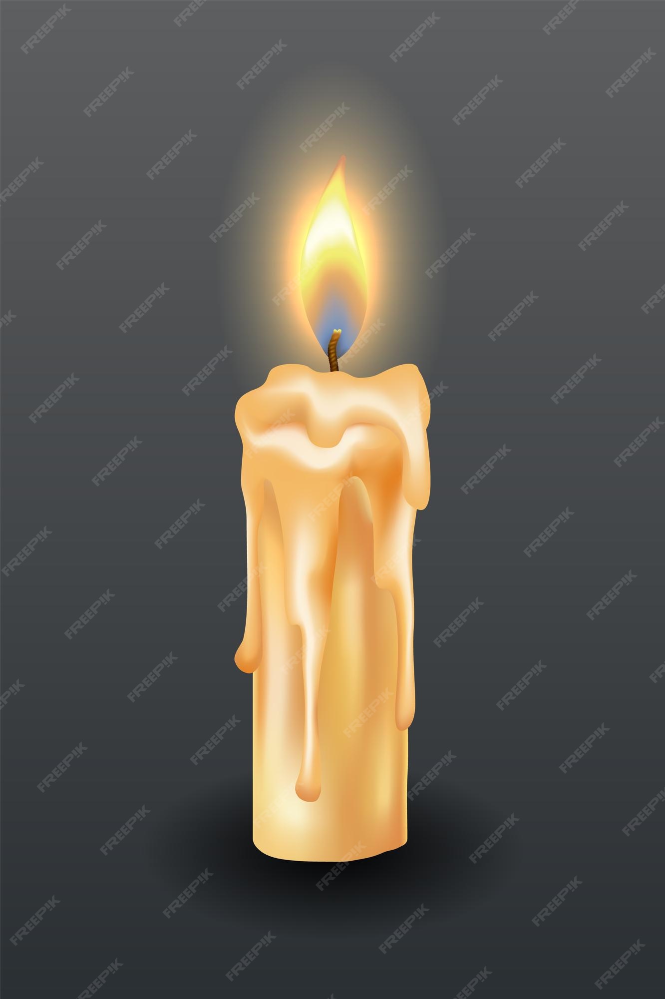 Lit candle with melted wax - Stock Image - C036/0272 - Science Photo Library