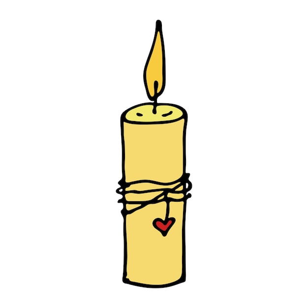 Vela de aroma ardente Ilustração de rabisco único Clipart desenhado à mão para design de logotipo de cartão