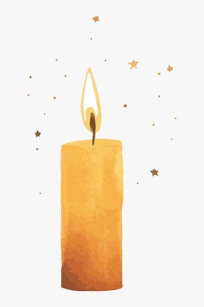 Vela dourada com chama brilhante