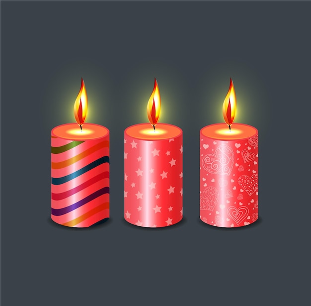 Velas de aniversário coloridas. Ilustração em vetor. vela em fundo escuro. ilustração vetorial plana