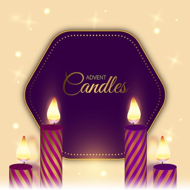 Velas do advento em fundo roxo vetor premium Vector