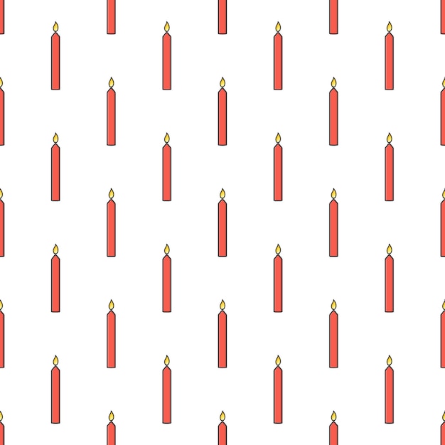 Velas padrão sem emenda em um fundo branco. ilustração em vetor de tema de velas