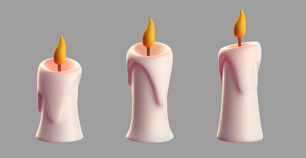 Vetor velas realistas 3d renderização de ícone de velas brancas isoladas em fundo cinza ilustração vetorial