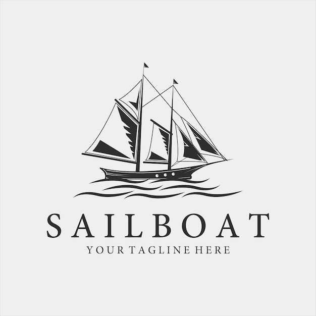 veleiro logotipo ilustração vetorial vintage modelo ícone design náutico ou marinho conceito iate sagacidade