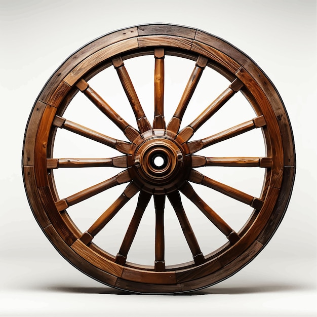 Vetor velha roda antiga de madeira vintage carro de madeira carro rústico redondo retro carro de transporte país