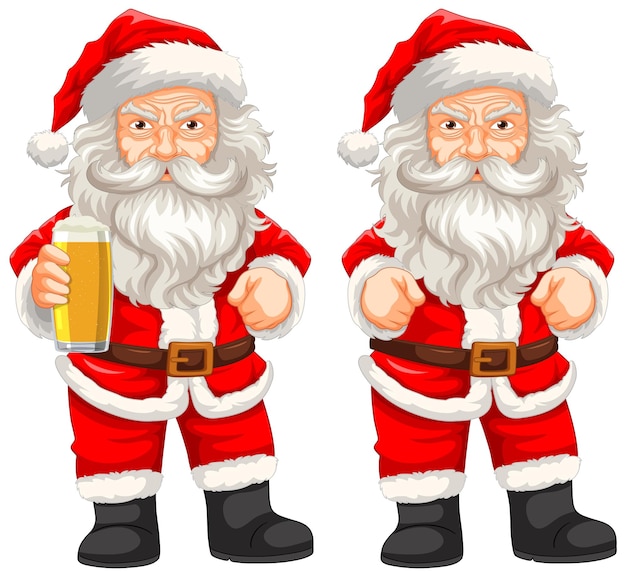 Velho assustador com personagem de desenho animado de pano de papai noel