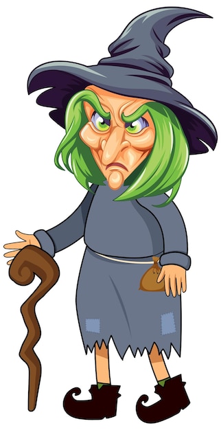 Vetor velho personagem de desenho animado de bruxa