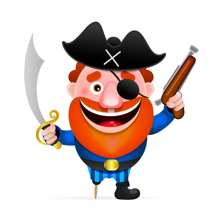 Vetor velho pirata com uma perna de pau