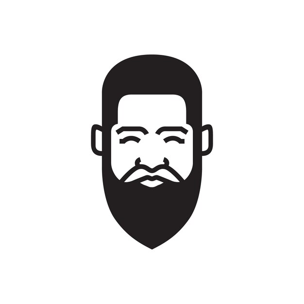 Velho rosto cabeça barbudo moda penteado moderno vetor de design de logotipo arredondado