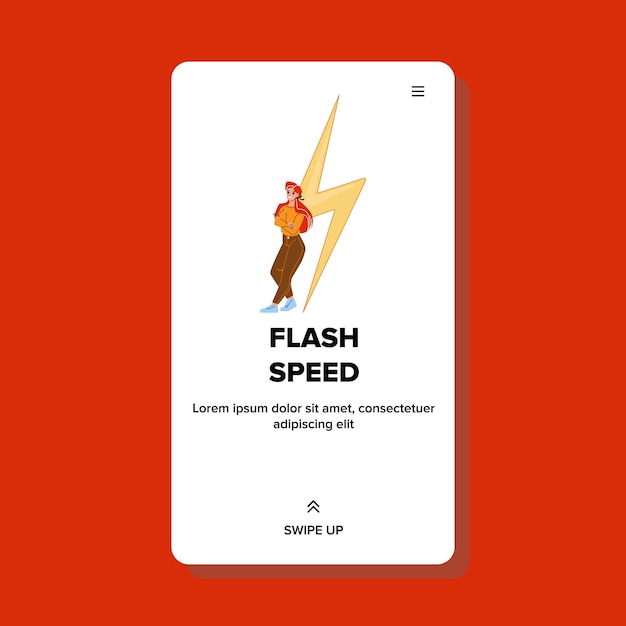 Velocidade do flash na internet usando o vetor de mulher jovem