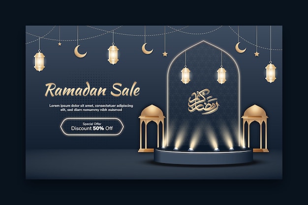 Venda de banner do ramadã com pódio