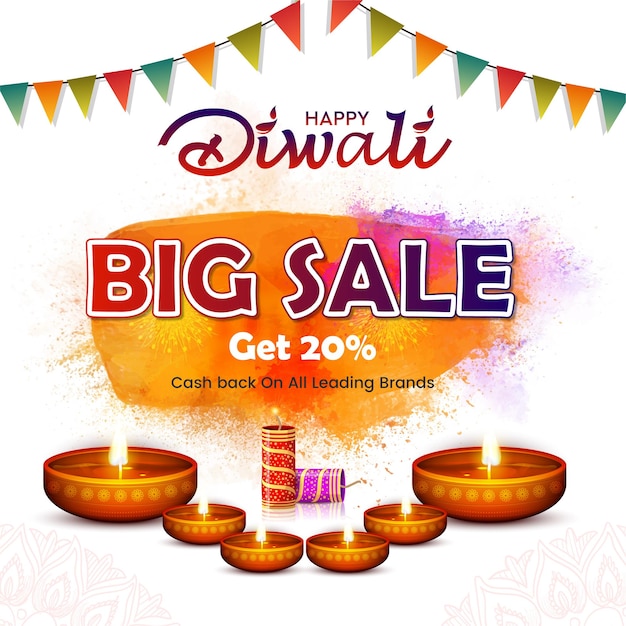 Venda de cartazes de Diwali Banner ou Flyer para o conceito do Festival Indiano