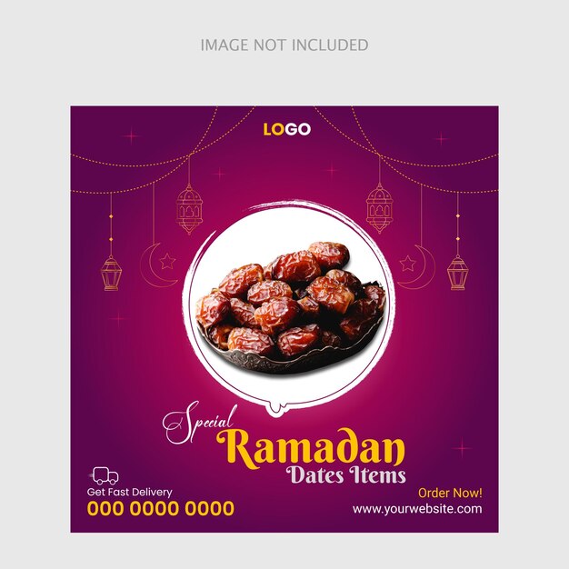 Venda de comida do ramadan postagem de mídia social design de banner de restaurante com um design de postagem editável