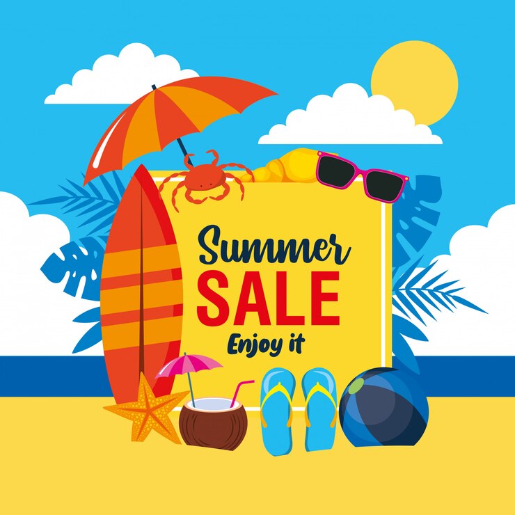 Vetor venda de compras de verão