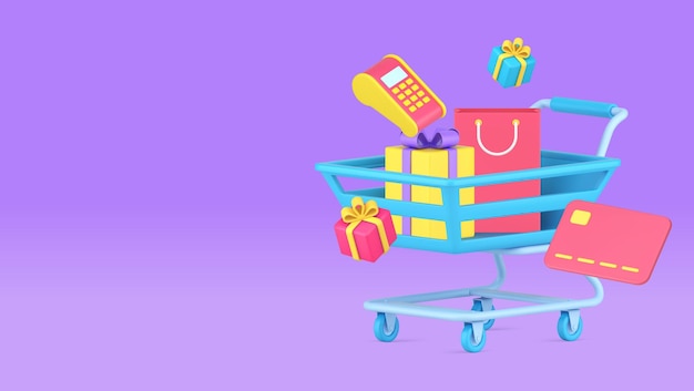 Venda de compras supermercado oferta especial compensação bandeira cópia espaço ilustração vetorial