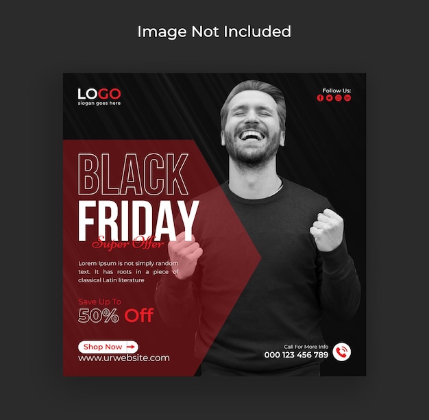 Vetor venda de fim de semana de black friday nas mídias sociais banner no instagram post e banner na web premium vector