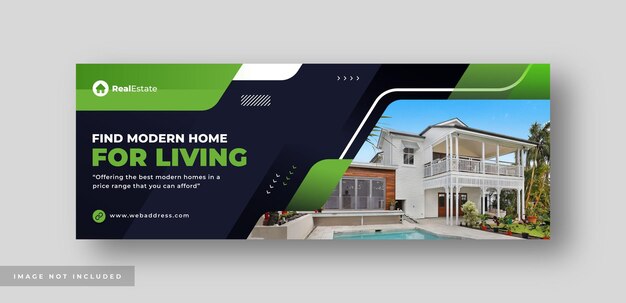 Venda de imóveis residenciais mídia social banner da web do facebook cove