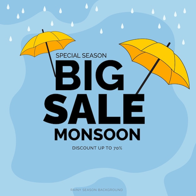 Venda de monções Temporada chuvosa Logotipo de guarda-chuva Banner Web Vector de fundo Venda de Monções Vector de Banner Web
